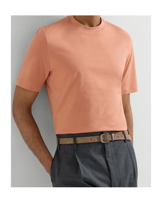 Brunello Cucinelli Multicolor Logo Printed Crewneck T-Shirt for men