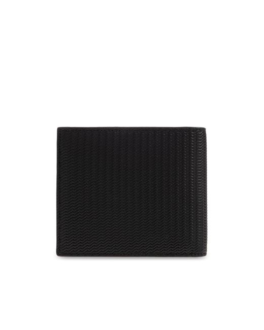 Giorgio Armani Black Wavy-Embossed Bi-Fold Wallet for men