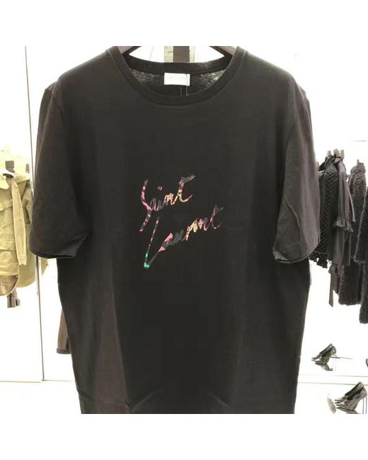 Saint Laurent Black Animal Print' T-Shirt for men