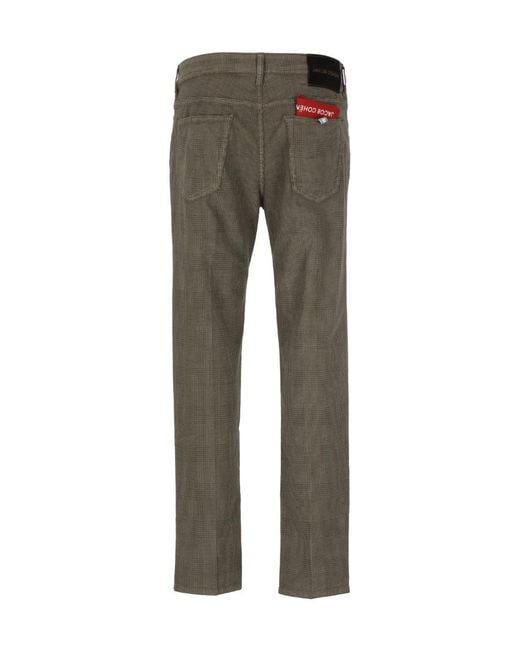 Jacob Cohen Gray Check Printed Mid-Rise Trousers for men