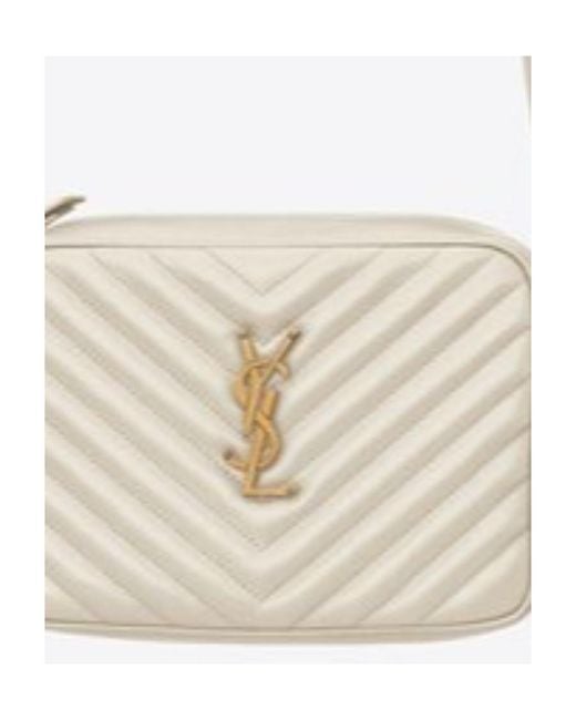 Saint Laurent White Lou Zip-Up Quilted Camera Bag