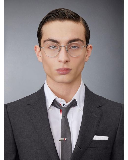 Thom Browne White Eyewear Round Frame Glasses for men