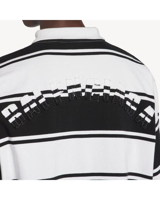 Balenciaga Black Varsity Stripe Long Sleeve Polo Shirt for men