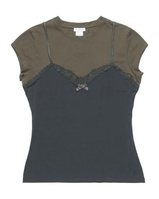 Acne Gray Layered Lace T-Shirt