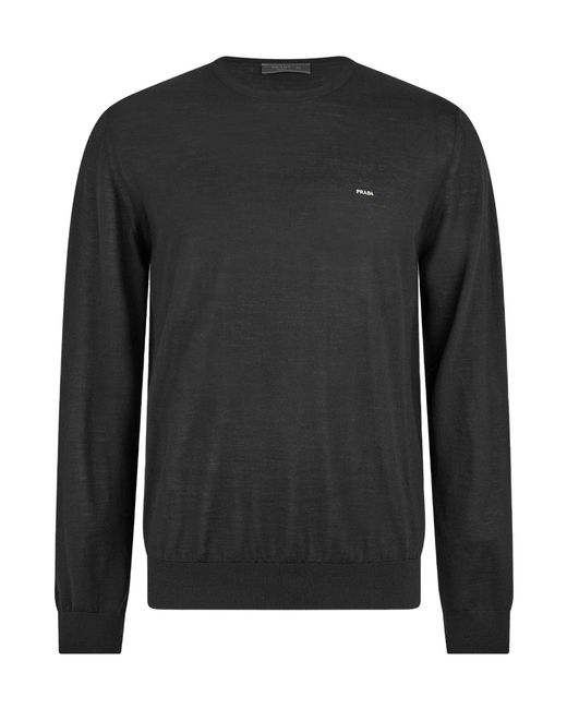 Prada Black Crew-Neck Long-Sleeve Knit Sweater for men