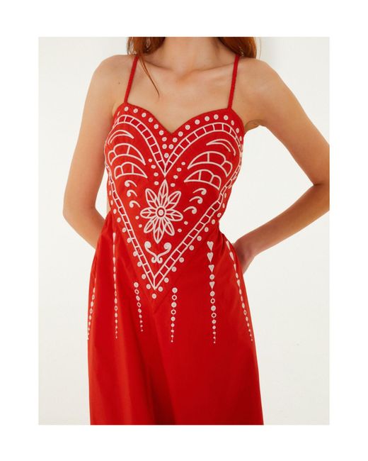 Farm Rio Red Slip Dress