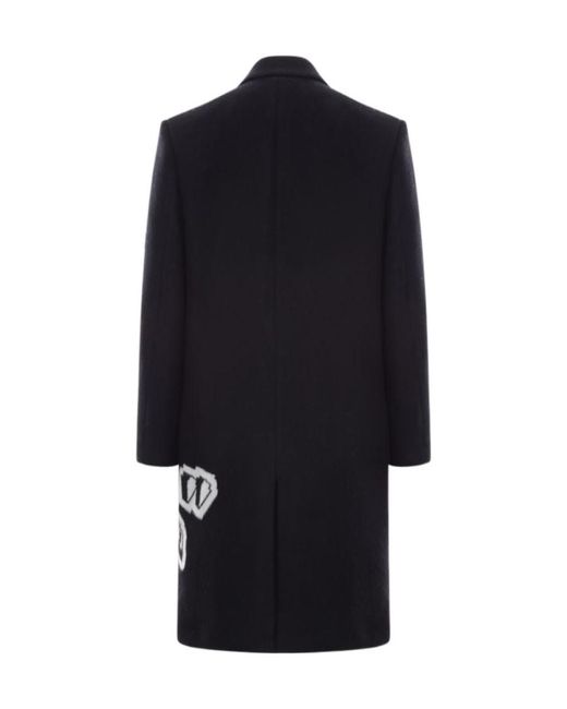 Off-White c/o Virgil Abloh Blue Graphic Printed Single-Breasted Coat for men