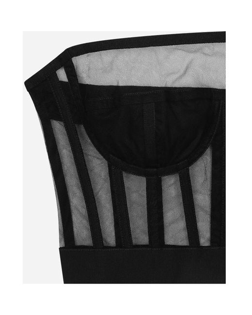 Dolce & Gabbana Black Boned-Bodice Cropped Tank Top