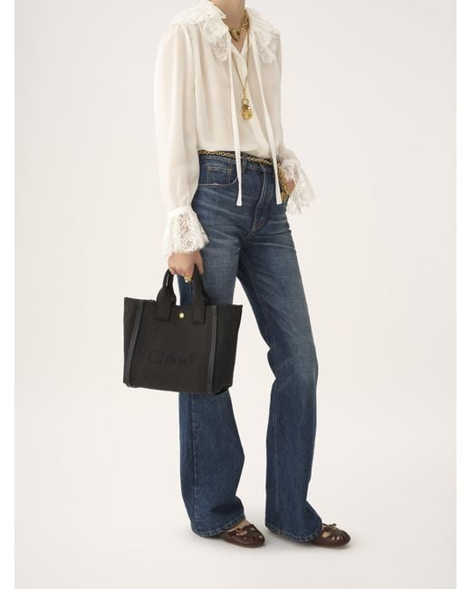 Chloé Black Chloé Carry Logo Detailed Small Tote Bag