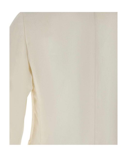 Eleventy White Stand Collar Buttoned Blazer for men