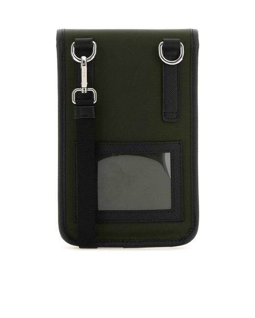 Prada Black Flip Mobile Phone Bag for men