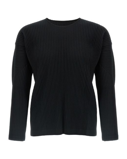 Homme Plissé Issey Miyake Black Homme Plissé Issey Miyake Long-Sleeved Crewneck Jumper for men