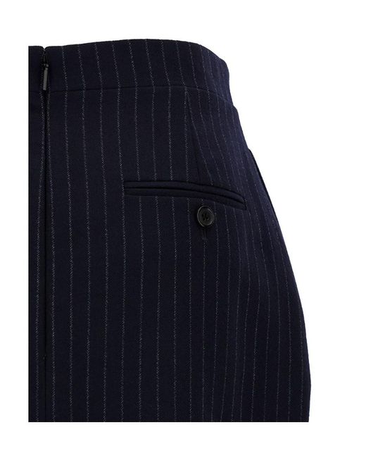 Saint Laurent Blue Striped Pencil Skirt