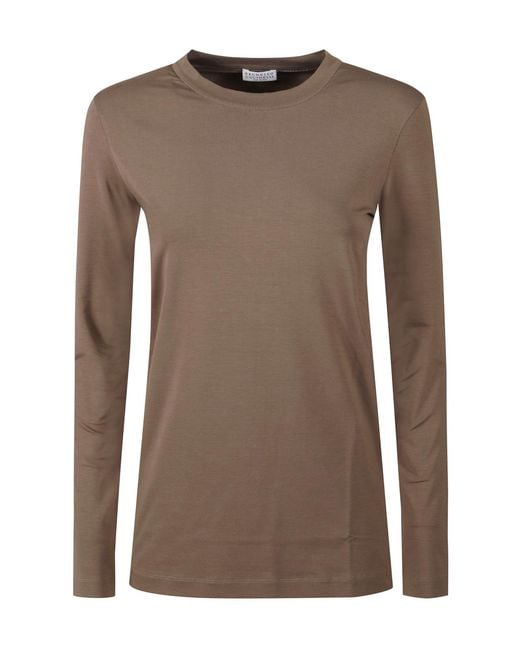 Brunello Cucinelli Brown Long-Sleeve T-Shirt