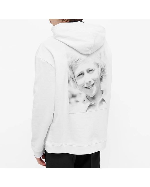 Raf Simons White Chest-Print Hooded Sweatshirt for men