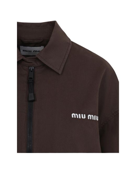 Miu Miu Brown Washed Gabardine Blouson Jacket