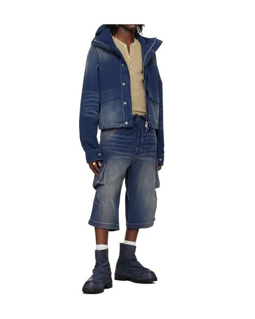 424 Blue Camo Bermudas Cargo Shorts for men