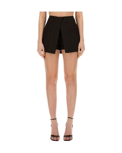 MSGM Black Logo Embroidered Layered Shorts