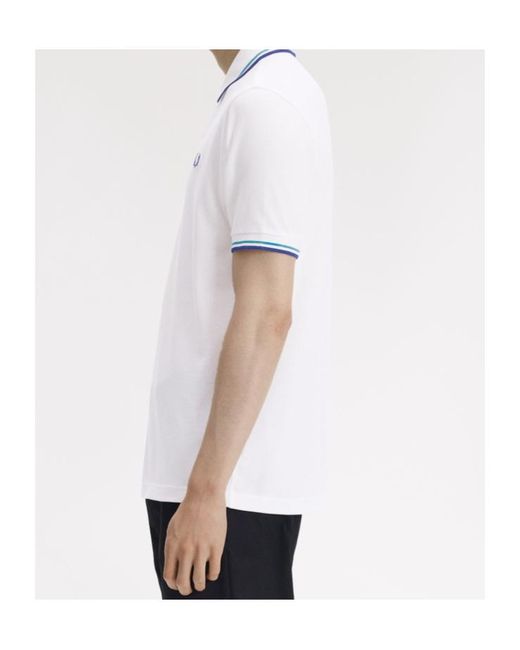 Fred Perry White Twin Tipped Polo Shirt for men
