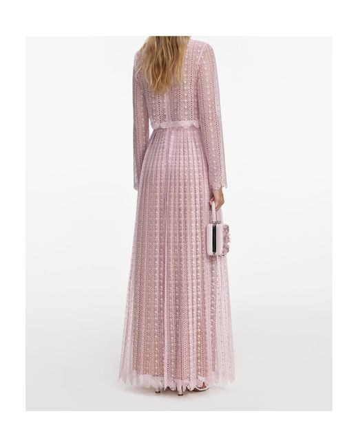 Self-Portrait Pink Organza Lace Maxi Dress