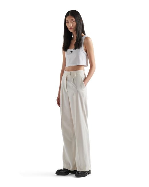 Prada White Jersey Cropped Top