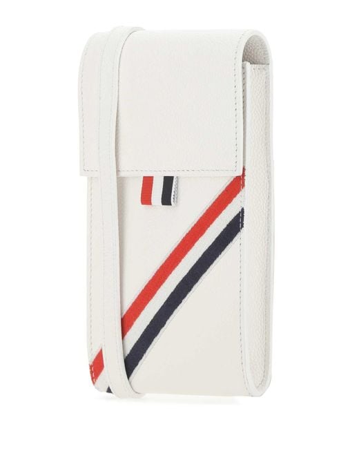Thom Browne White Diagonal Rwb Stipe Phone Holder for men