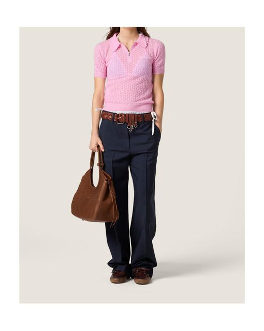 Miu Miu Pink Cashmere And Silk Polo Shirt