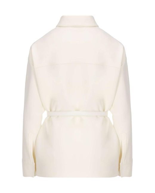 Fendi White Belted Button-Down Jacket