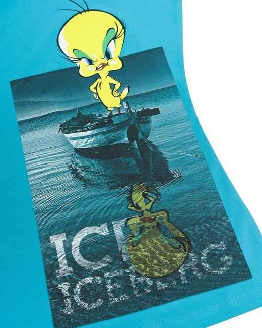 Iceberg Blue T-Shirt With Round Neck And Short Sleeves