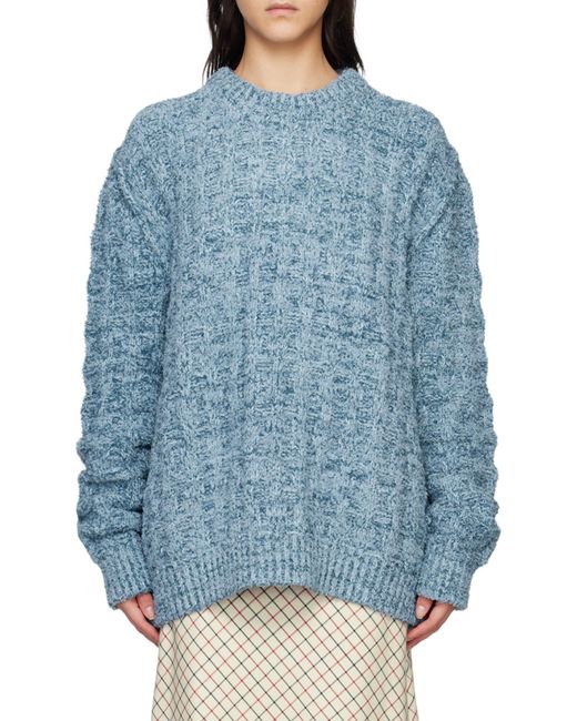 Maison Margiela Blue Ribbed-Knit Crew-Neck Jumper for men