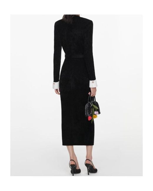 Self-Portrait Black Chenille Knit Midi Dress