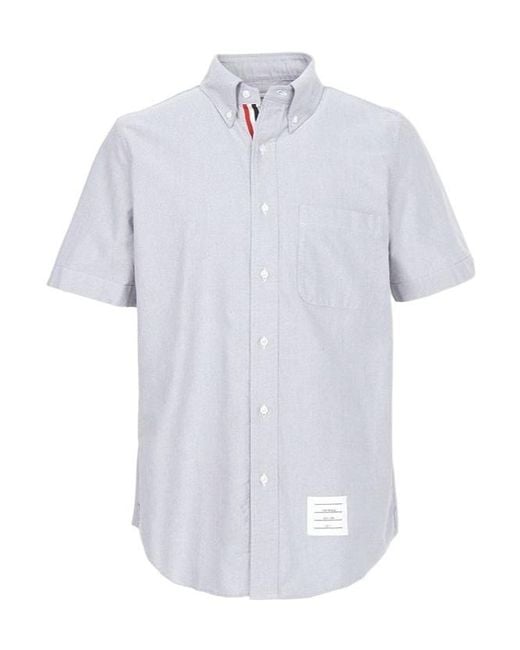 Thom Browne White Patch-Pocket Short-Sleeve Shirt for men