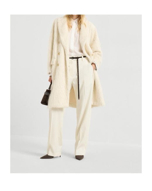 Brunello Cucinelli Natural Double-Breasted Coat