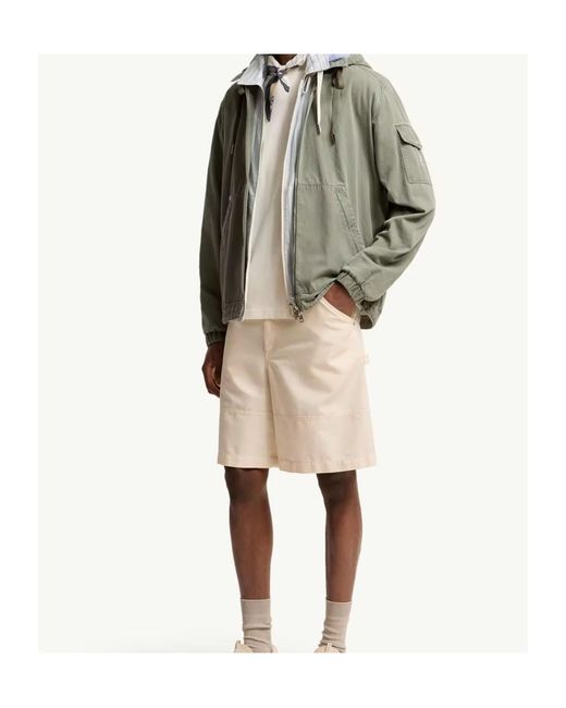 Moncler Natural Linen Cotton Gabardine Cargo Shorts for men
