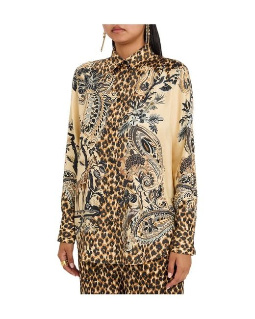 Etro Multicolor Leopard-Print Silk Shirt