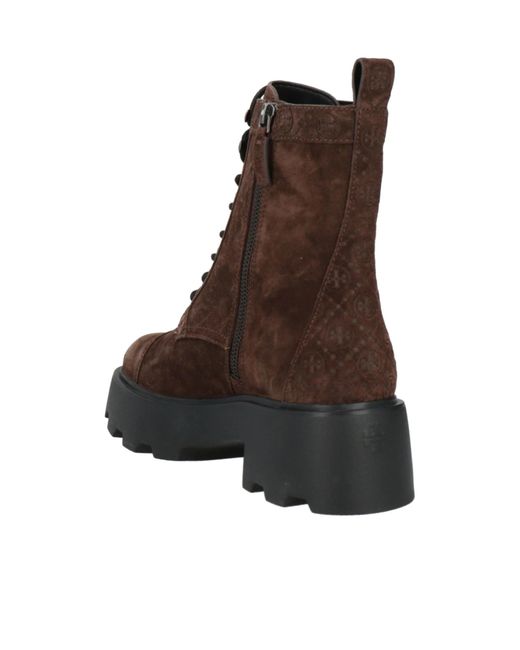 Tory Burch Brown Solid Color Platform Ankle Boots
