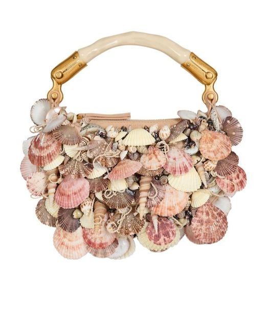 Balmain Pink Ébène Mini Bag With Embroidered Shells