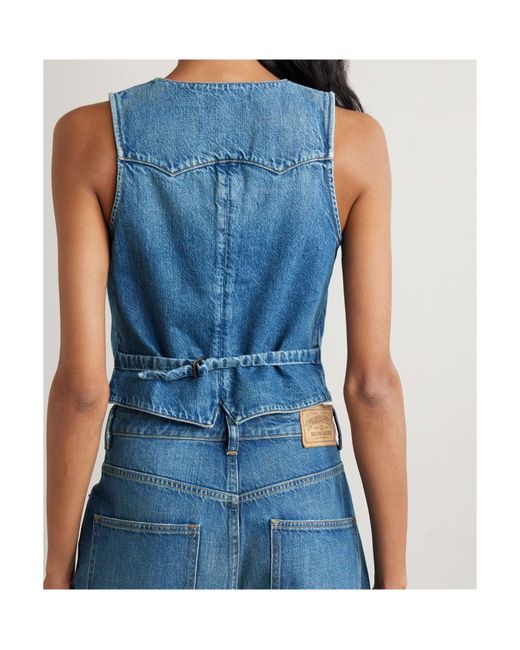 Polo Ralph Lauren Blue Embroidered Denim Vest