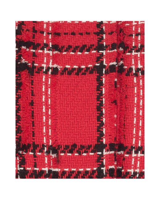 MSGM Red Checked Tweed Jacket