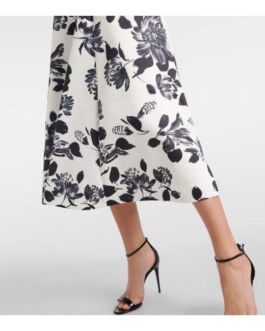 Emilia Wickstead White Mara Floral Twill Midi Dress