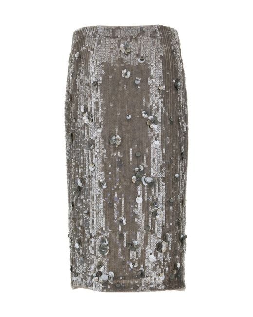 P.A.R.O.S.H. Gray P.A.R.O..H. Sequin Embellished Midi Skirt
