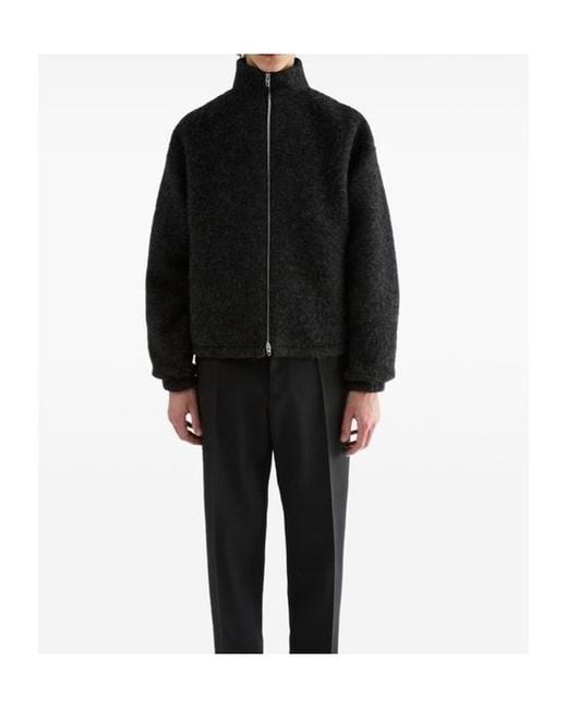Jil Sander Black Zip Up Long Sleeved Sweatshirt for men