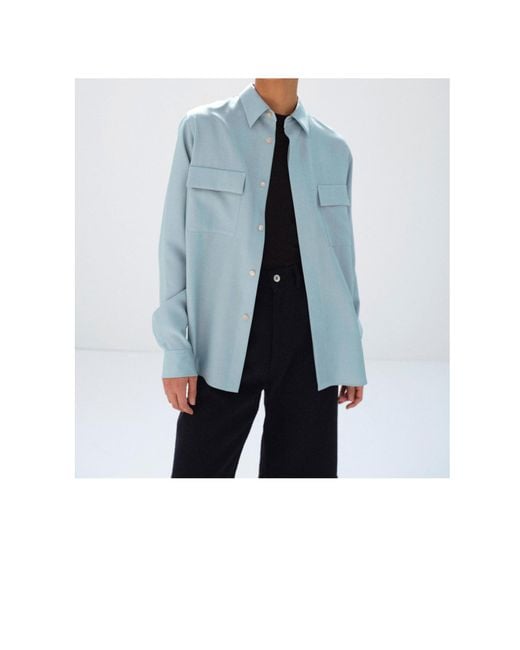 Auralee Blue Long-Sleeved Shirt