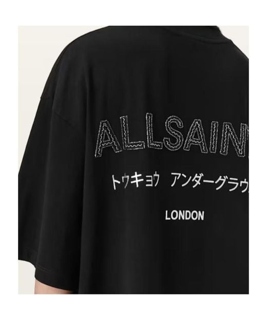 AllSaints Black Organic Cotton Under Amelie T-Shirt