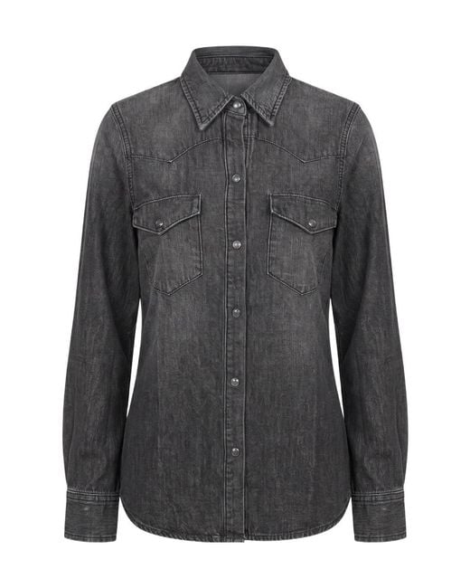 Nili Lotan Black Long-Sleeve Button-Up Shirt