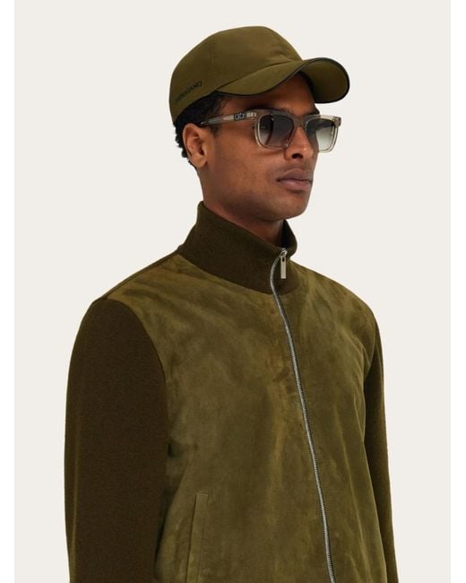 Ferragamo Green Baseball Cap With Tonal Signature for men