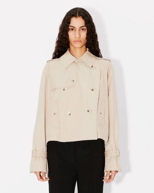 KENZO Natural Button-Up Short Trench Coat