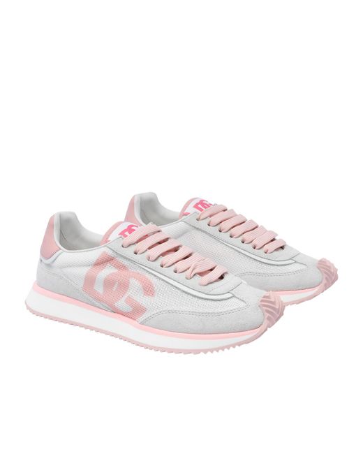 Dolce & Gabbana Pink Dg Logo Printed Low-Top Sneakers