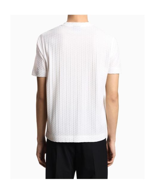 Emporio Armani White Textured T-Shirt for men