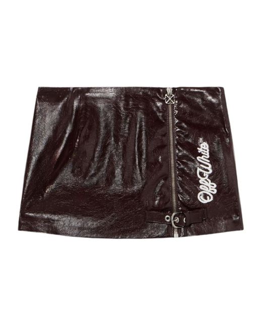 Off-White c/o Virgil Abloh Brown Crinkle Coated Logo Embroidery Skirt